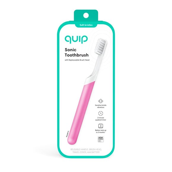 Quip Adult Electric Toothbrush, Built-in Timer + Travel Case, Magenta Plastic, 1 - Picture 4 of 11